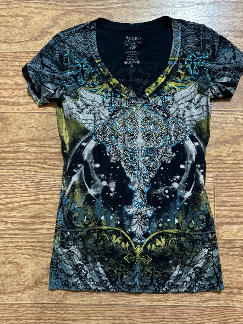 Y2K 2000s Angels & Diamonds Grunge Emo Scene Punk Shirt Women’s Small